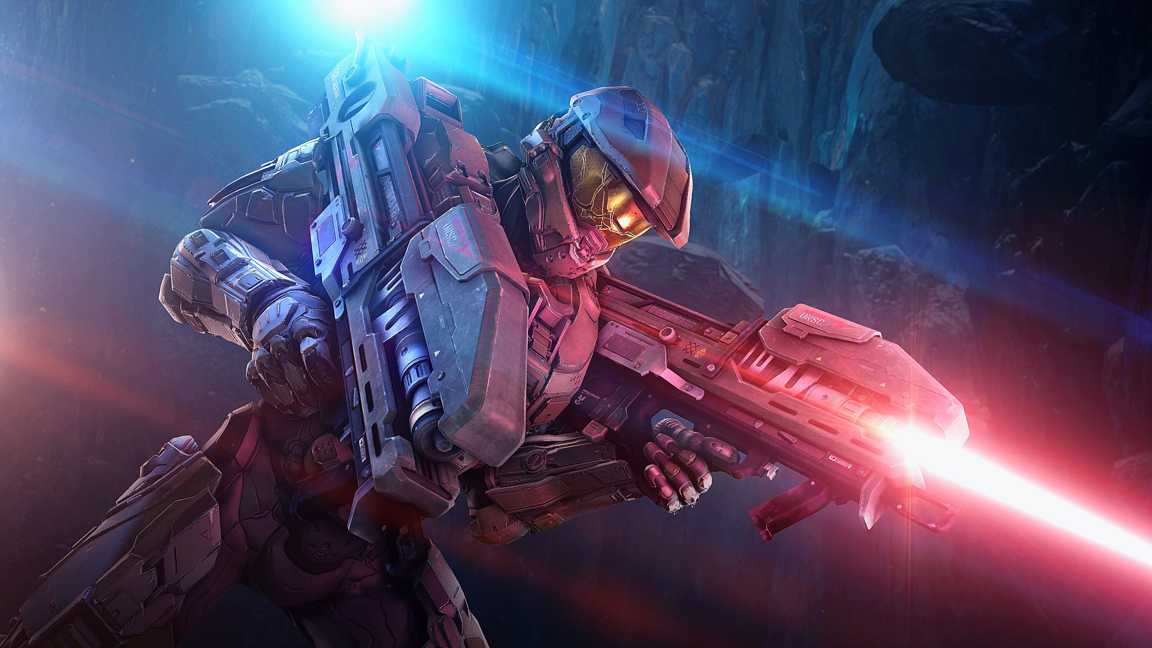 3840x2160 Wallpaper weapons, fiction, laser, helmet, Halo, armor, shooter, Master Chief for mobile and desktop, section игры, resolution 3840x2160