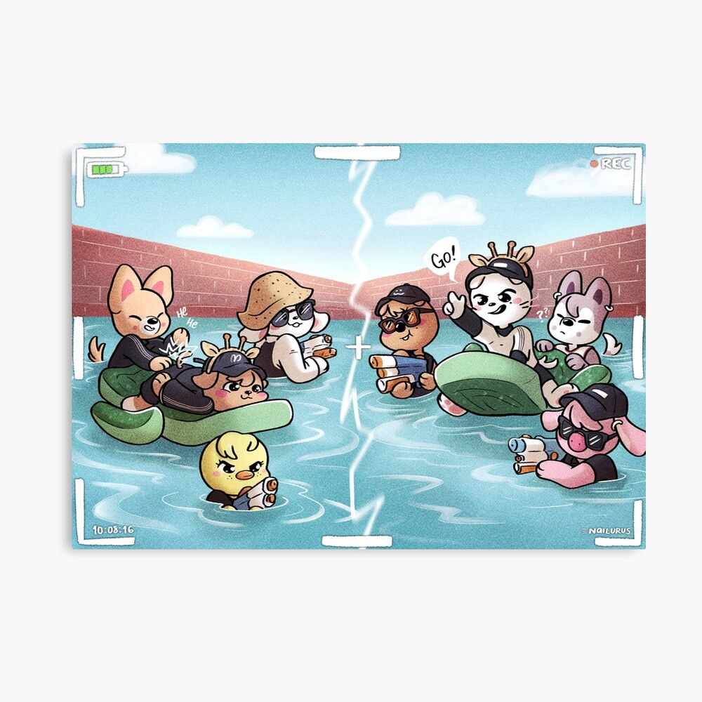 1000x1000 Stray Kids playing in the pool Art Print