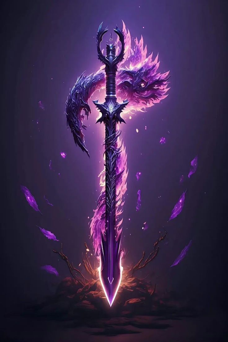 736x1104 Mystical swords. Fantasy swords, Purple spear, A sword