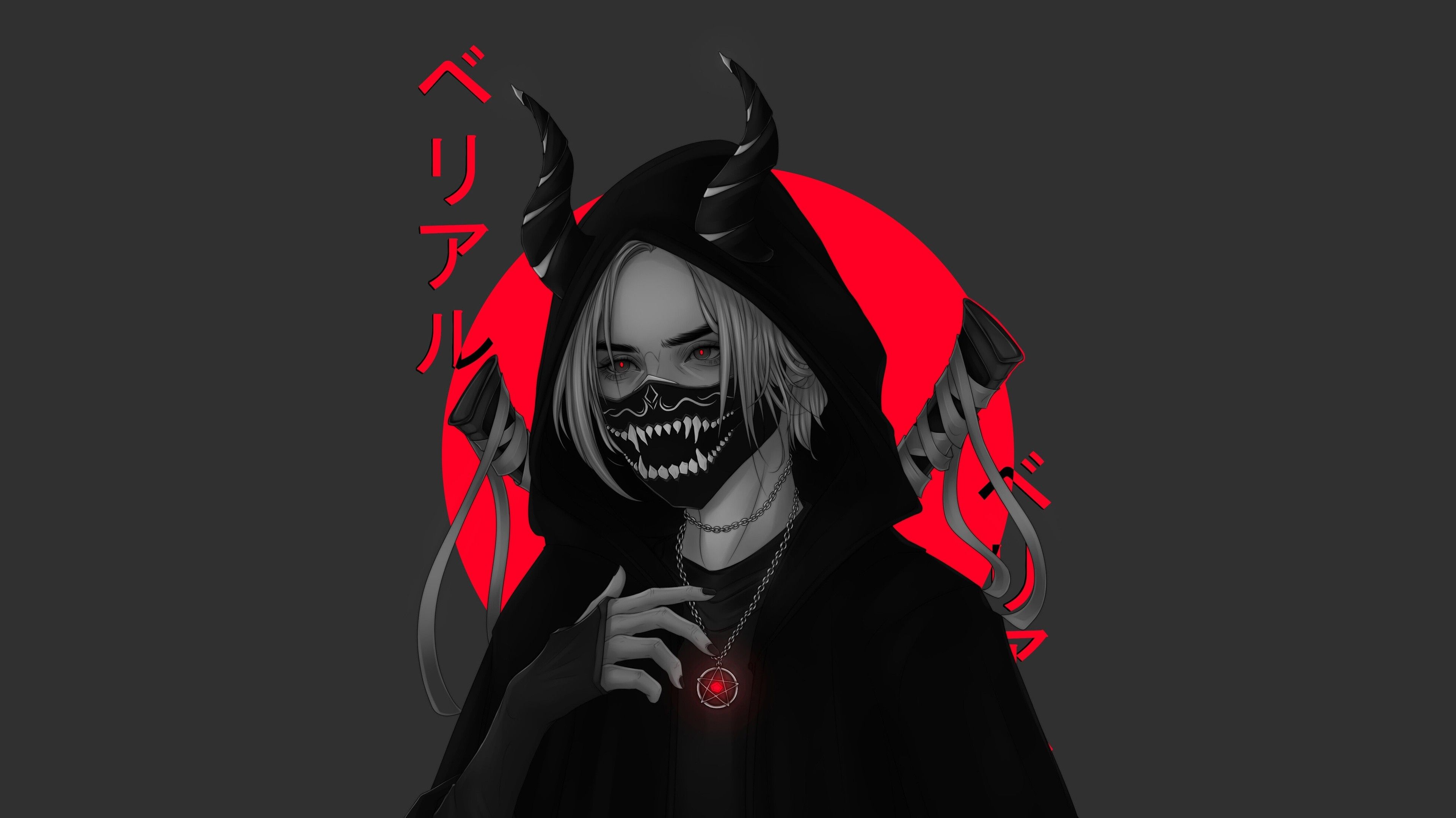 3840x2159 Mysterious Oni Girl in Shadows