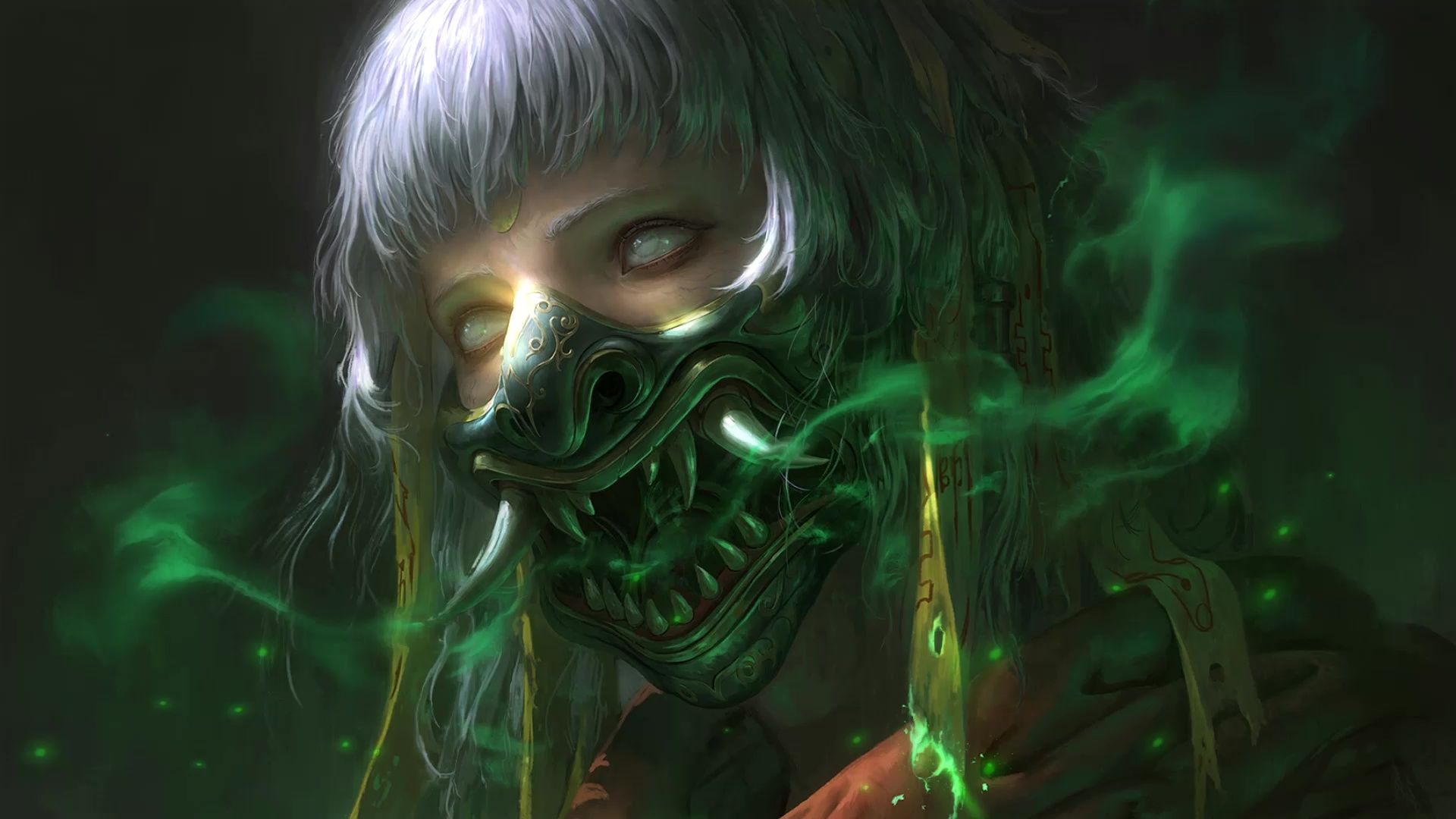 1920x1080 Fantasy Girl Oni Mask Live Wallpaper