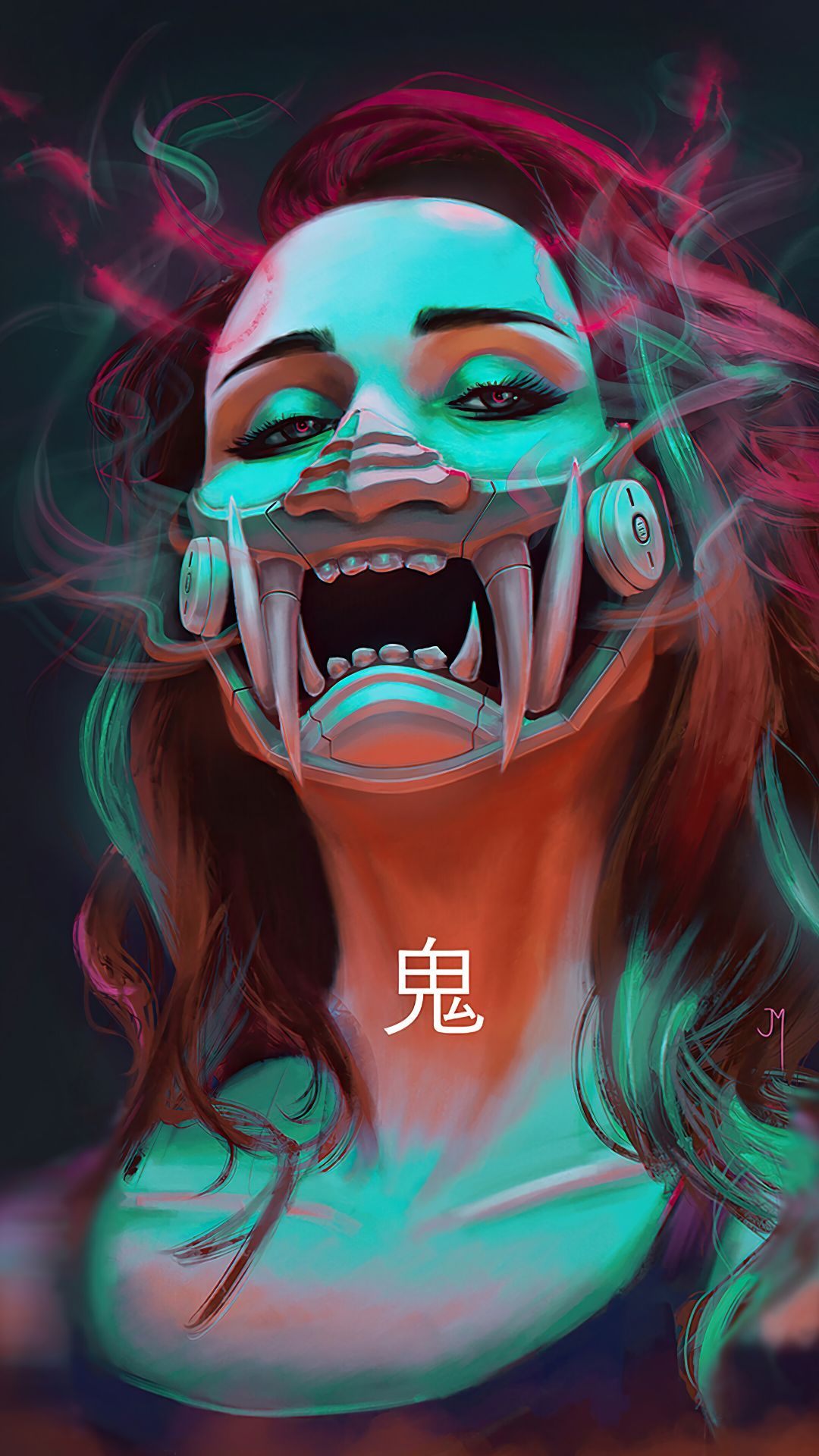 1080x1920 Oni Samurai Girl Wallpaper