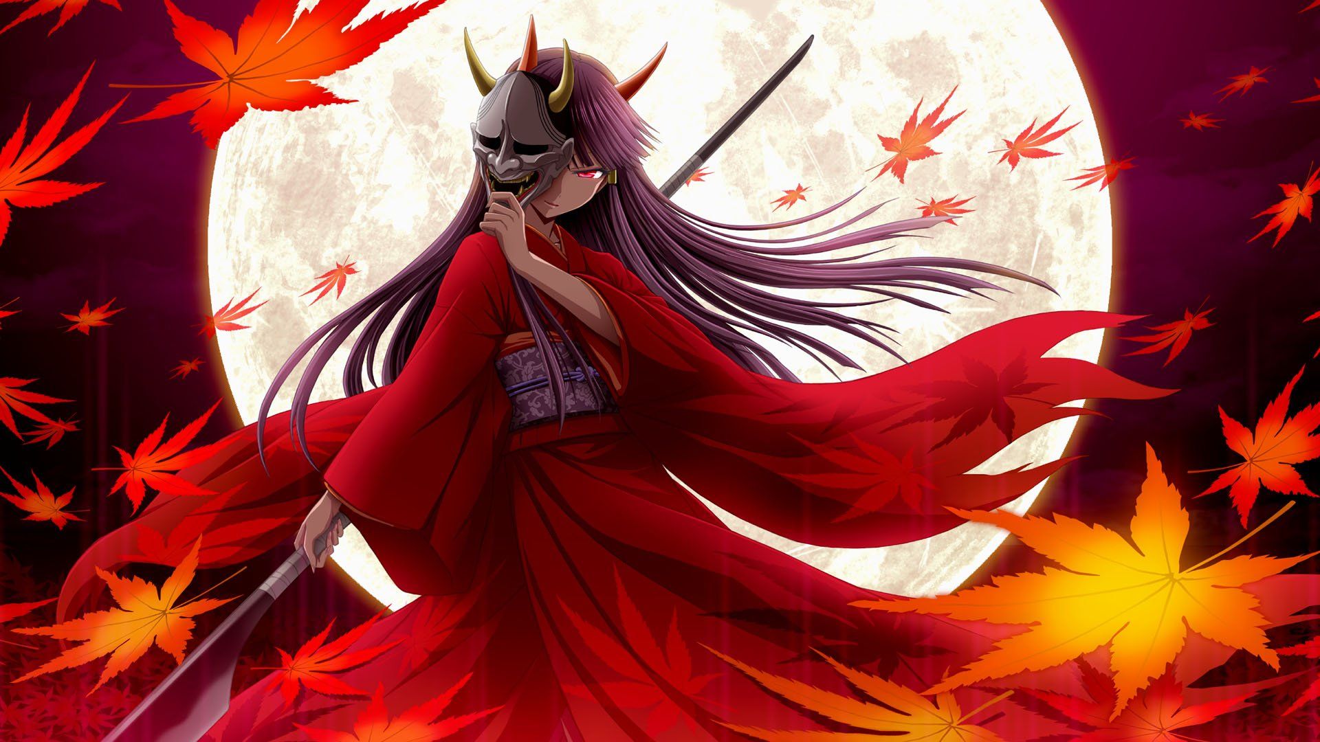 1920x1080 Moonlit Oni Maiden