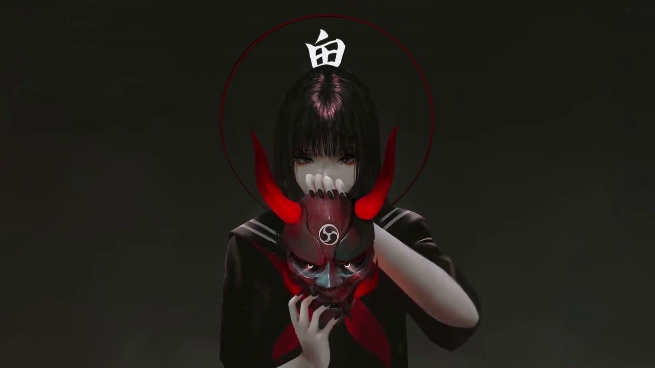 1280x720 SCHOOL GIRL ONI MASK LIVE WALLPAPER