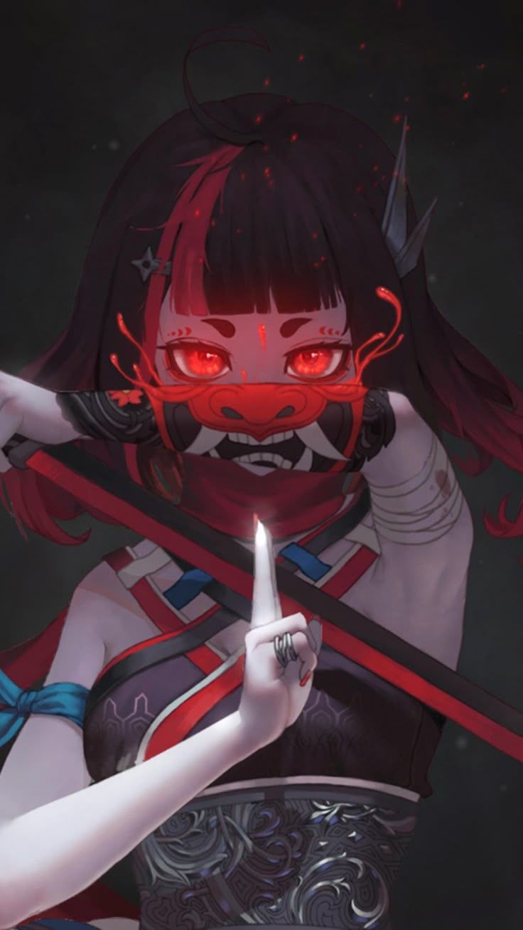 736x1308 Anime samurai mask. Cool oni wallpaper, Oni mask girl, Badass gif