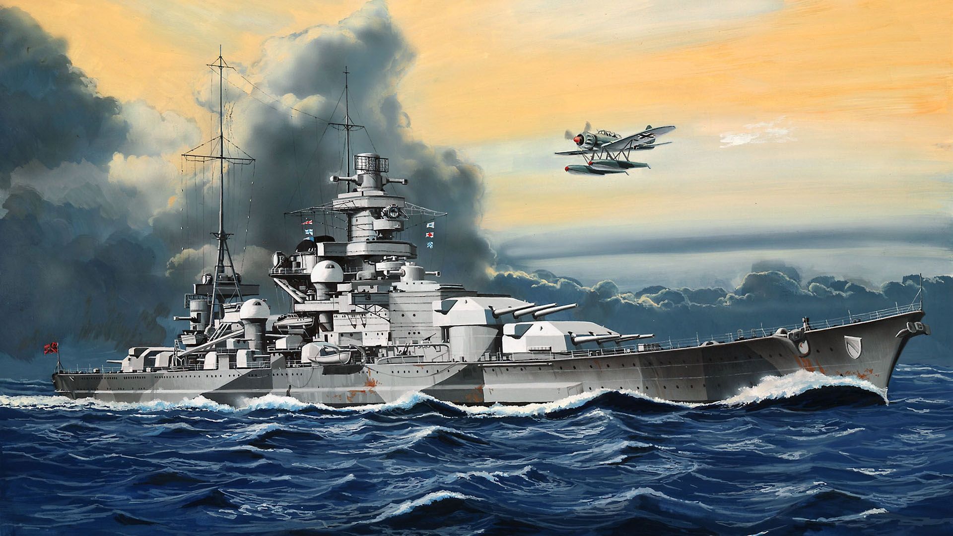 1920x1080 Wallpaper Germany, ship of the line, Kriegsmarine, The Battleship Scharnhorst for mobile and desktop, section оружие, resolution 1920x1080
