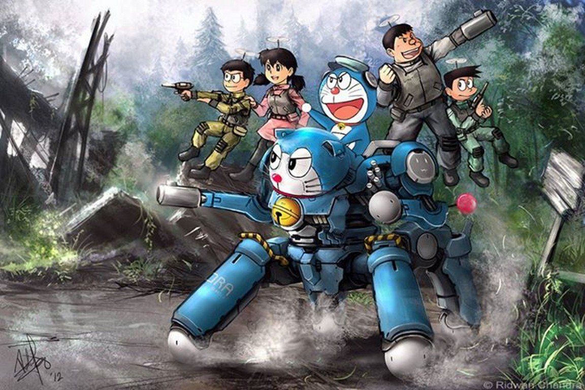 1152x768 Ghost in the Shell, Doraemon, Tachikoma, Crossover, Anime Wallpaper HD / Desktop and Mobile Background