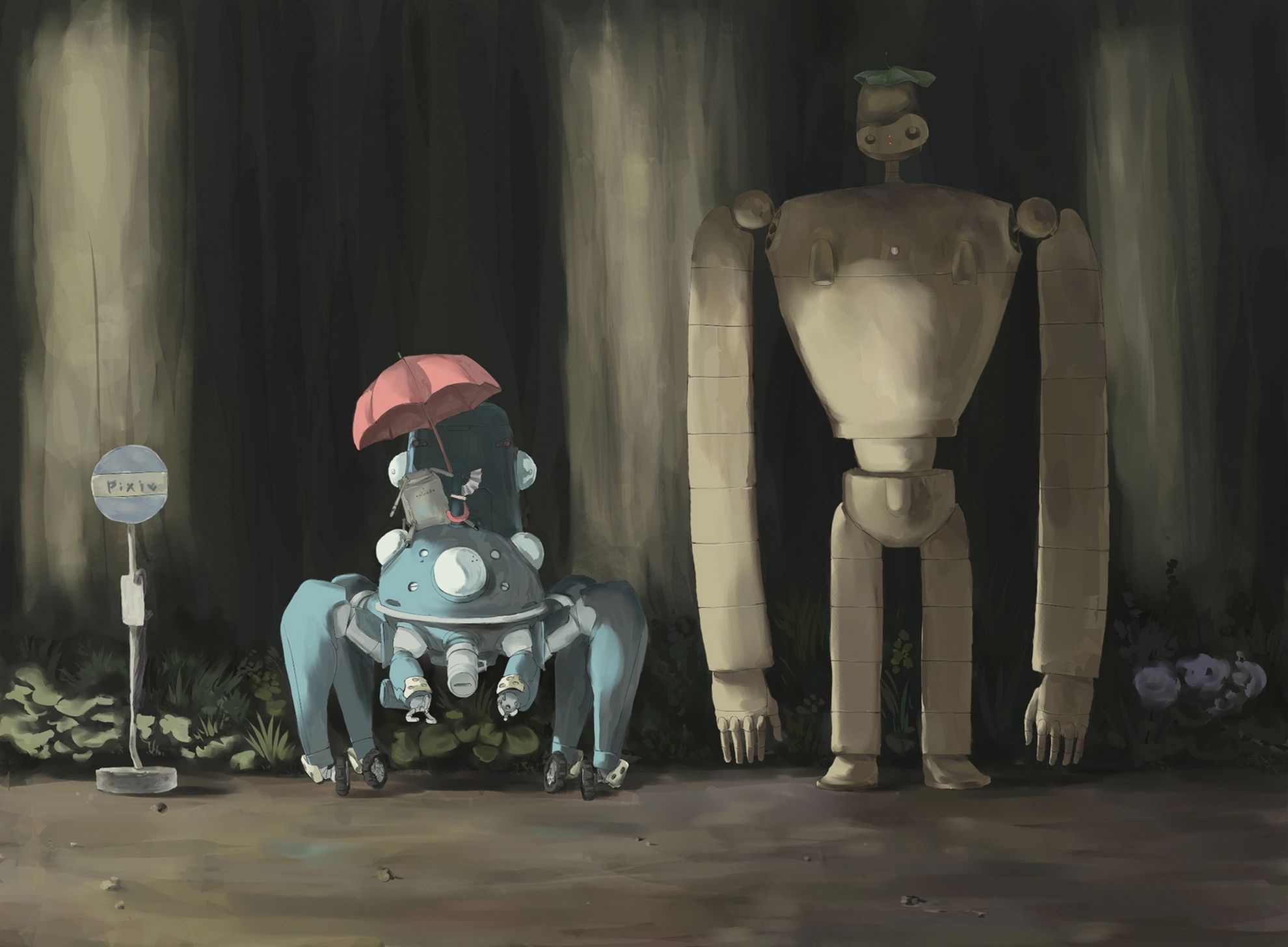 1980x1456 Wallpaper parody, Totoro, Ghost in the Shell, Tachikoma for mobile and desktop, section прочее, resolution 1980x1456