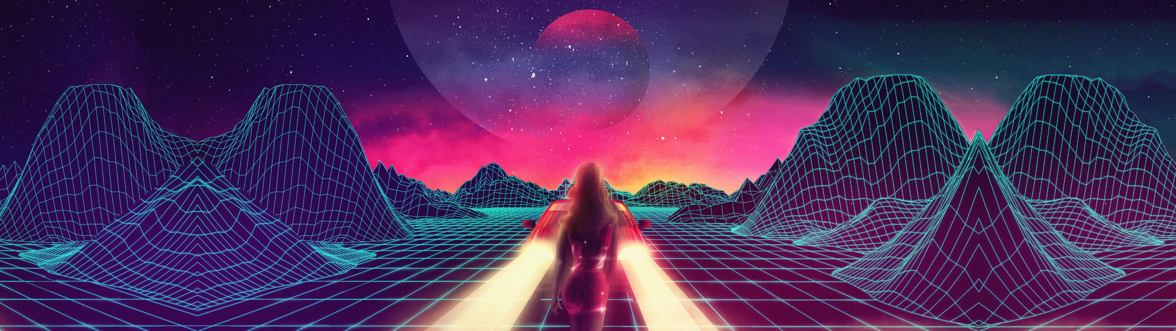 3840x1080 Retro Dual Monitor Wallpaper