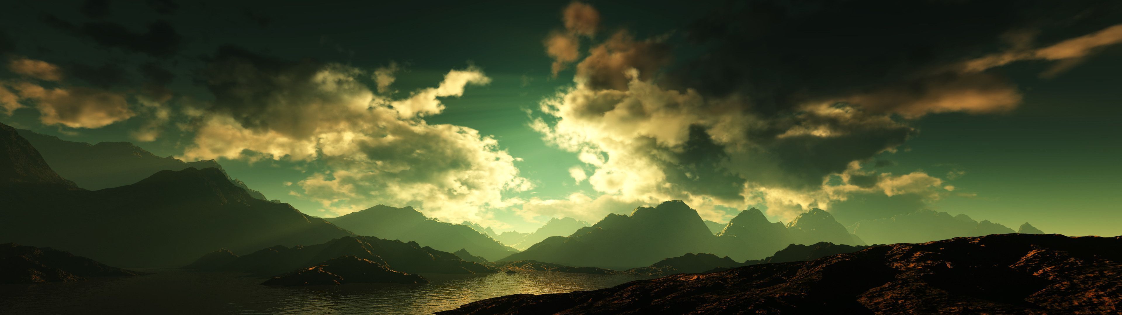 3840x1080 Retro Dual Monitor Wallpaper
