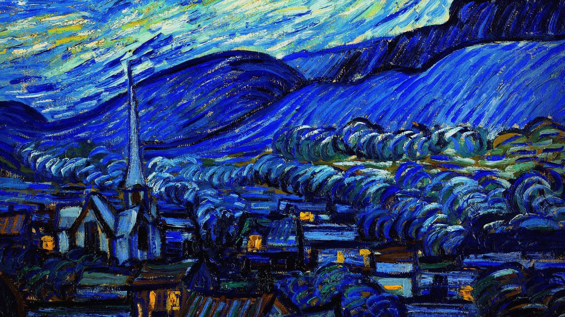 1920x1080 Download wallpaper 1920x1080 van gogh, starry night, night, paint, painting full hd, hdtv, fhd, 1080p HD background