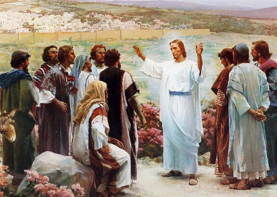 1134x805 Download Jesus and His Disciples Moment of Sacred Teaching Wallpaper
