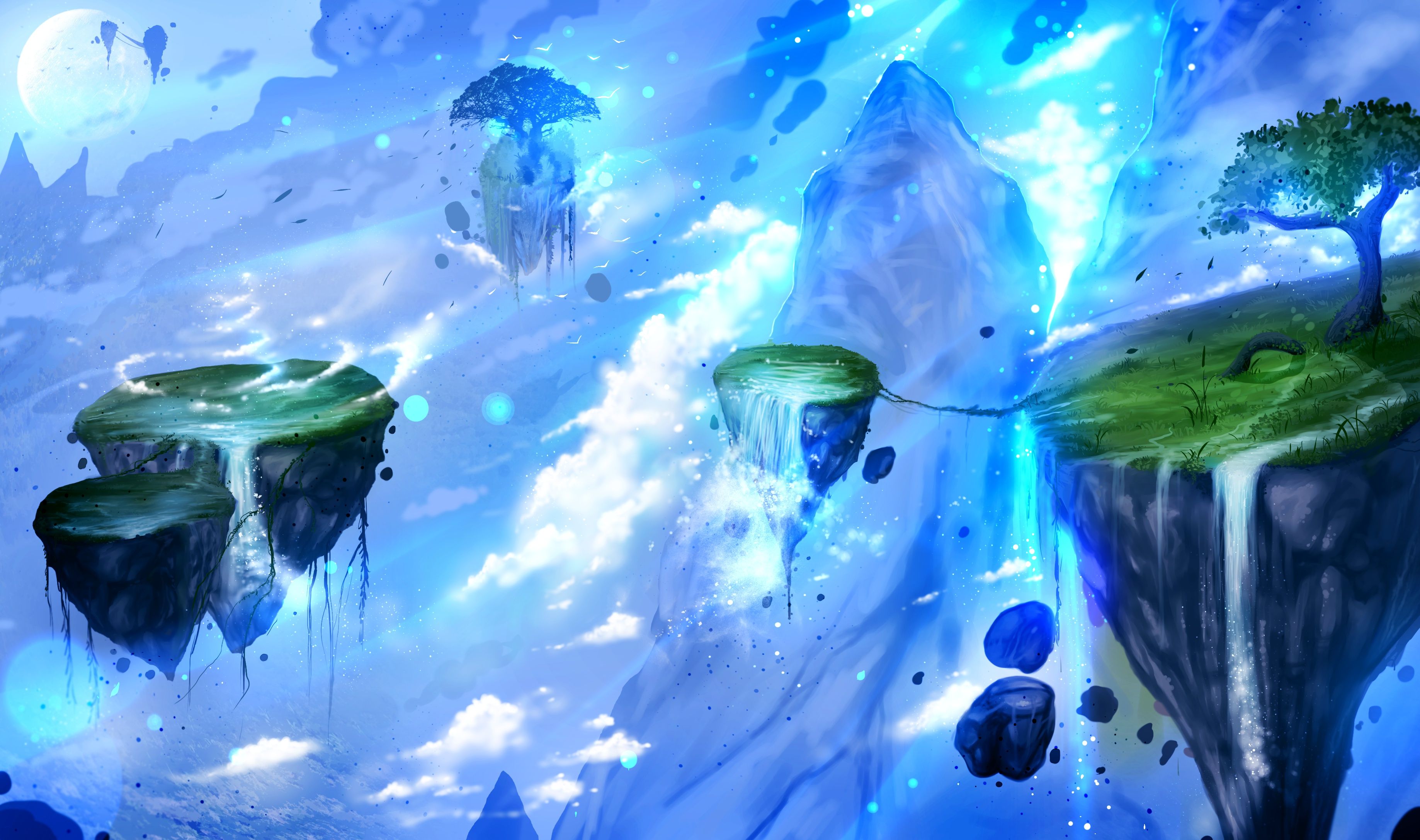 3675x2175 Enchanted Floating Islands Wallpaper