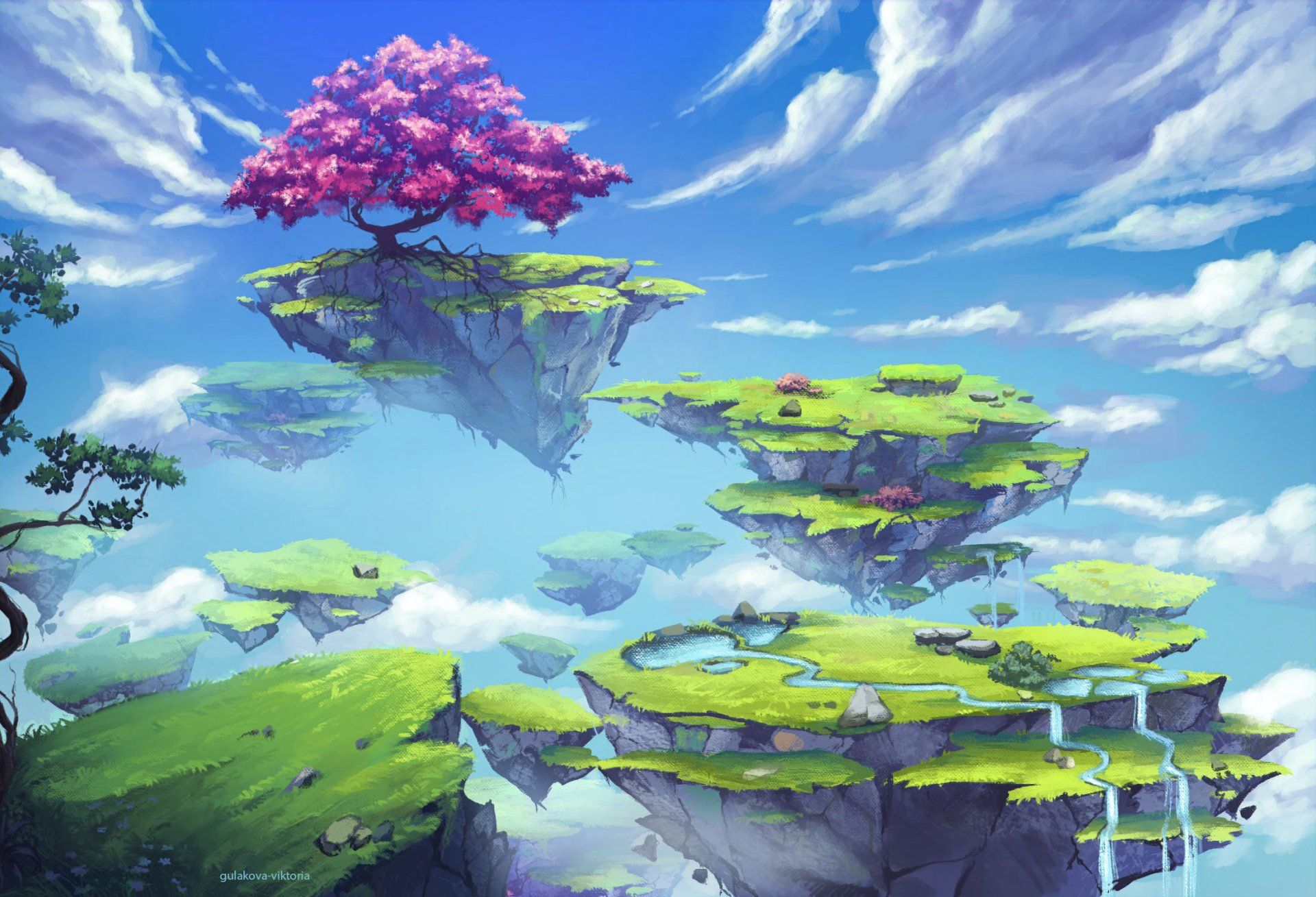 1920x1309 Fantasy Floating Islands HD Wallpaper