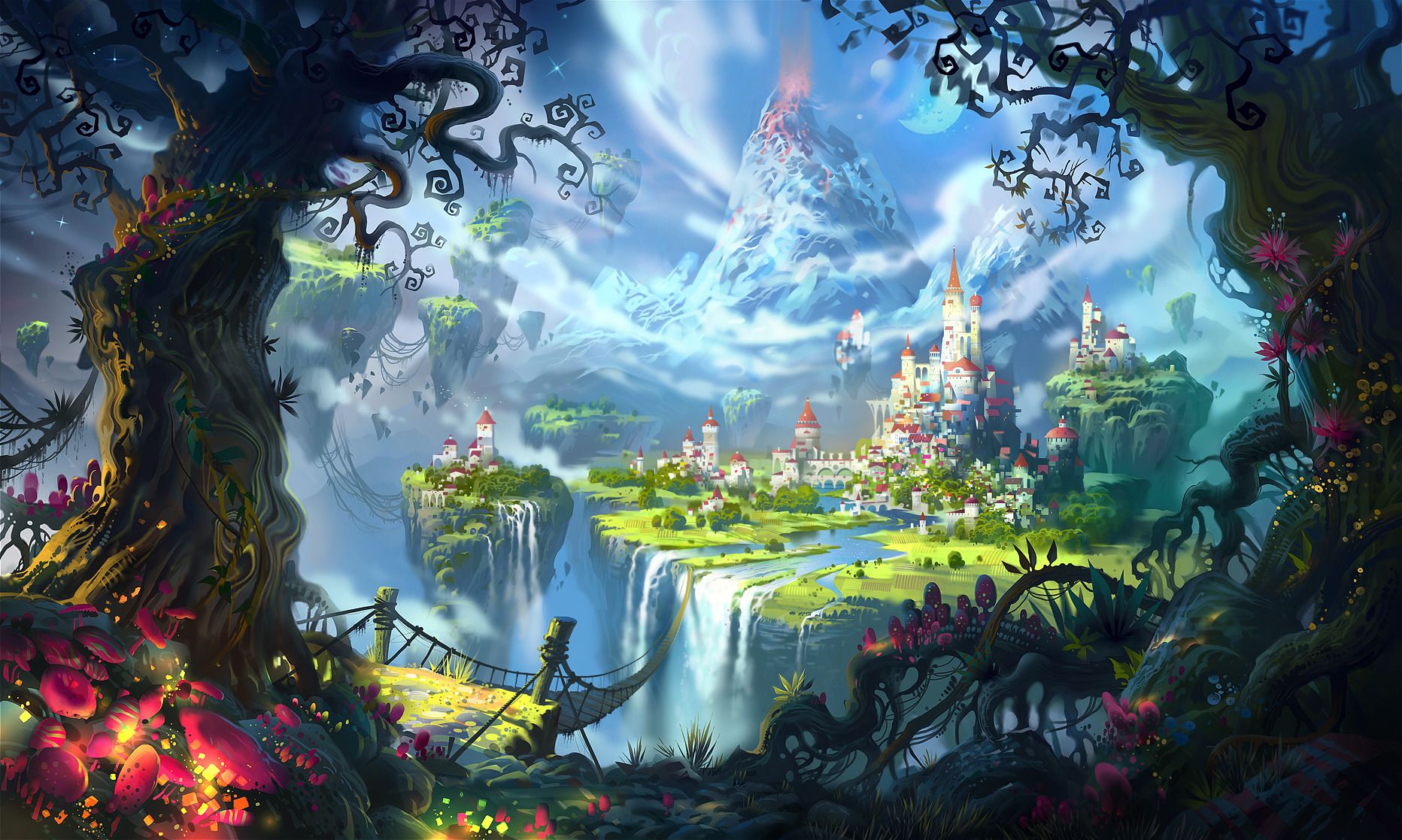 1864x1117 castle, The Wormworld Saga, Suicune, Floating island Wallpaper HD / Desktop and Mobile Background