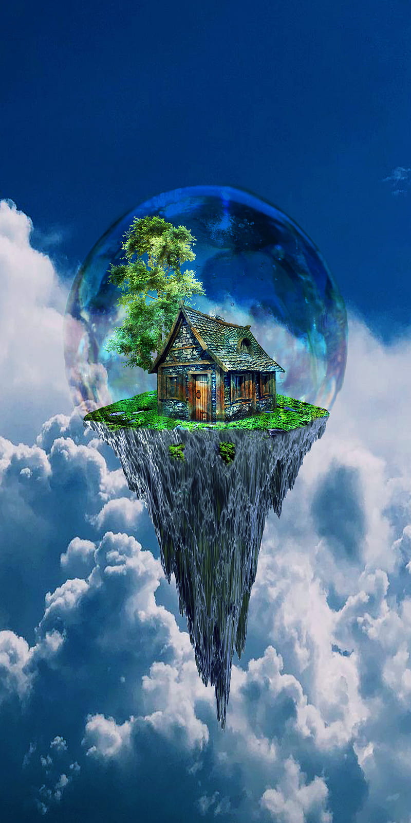 800x1600 Sky island, bubble, earth, huawei, iphone island, isolation, samsung, sky, HD phone wallpaper