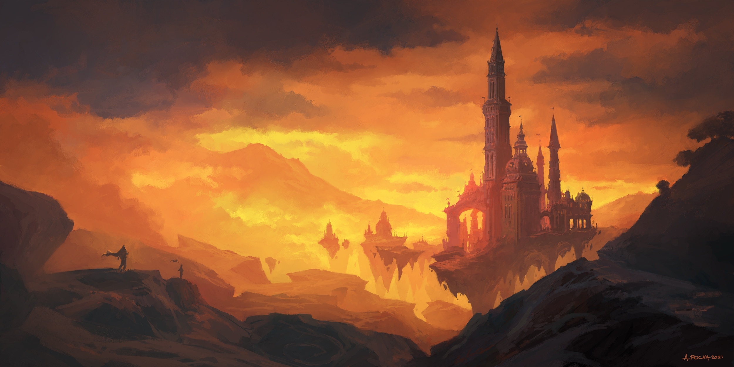 2500x1250 Fantasy Castle HD Floating Island Wallpaper, HD Fantasy 4K Wallpaper, Image and Background