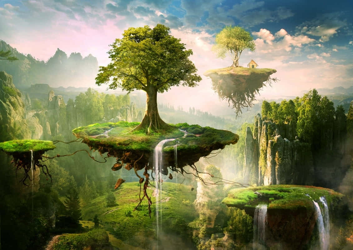 1131x800 Download Surreal Setting of a Mystical Floating Island Background