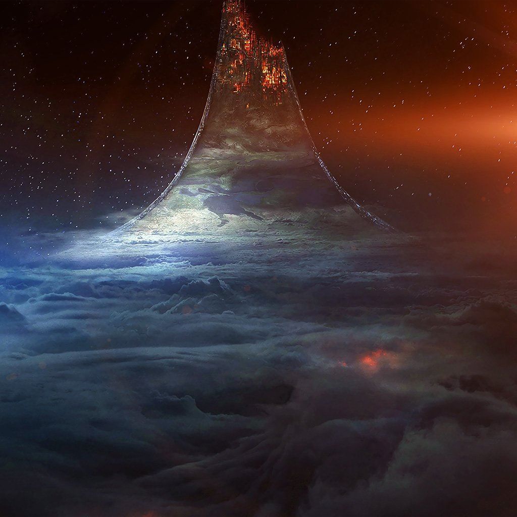 1024x1024 To Heaven Or Hell Dark Blue Illustration Art Flare iPad Wallpaper Free Download