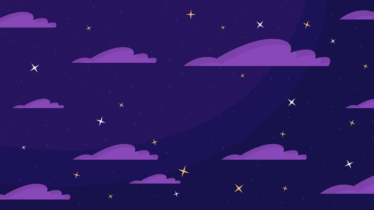 1244x700 Night sky with stars and clouds cartoon animation. Relaxing dark skies 4K motion graphic. Cloudy evening heaven 2D animated background full frame, after hours aesthetic lofi live wallpaper
