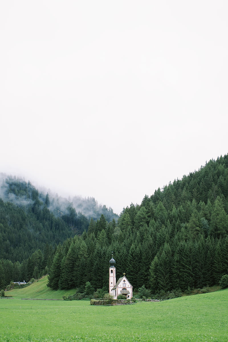 800x1200 HD church and field wallpaper