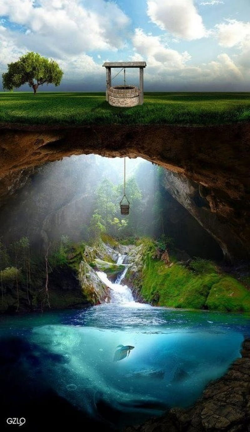 800x1384 HD underground water wallpaper