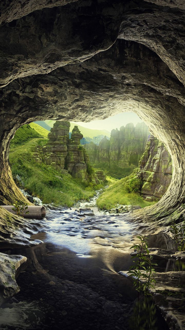 720x1280 Heaven, tunnel, cave, river, water current, 720x1280 wallpaper