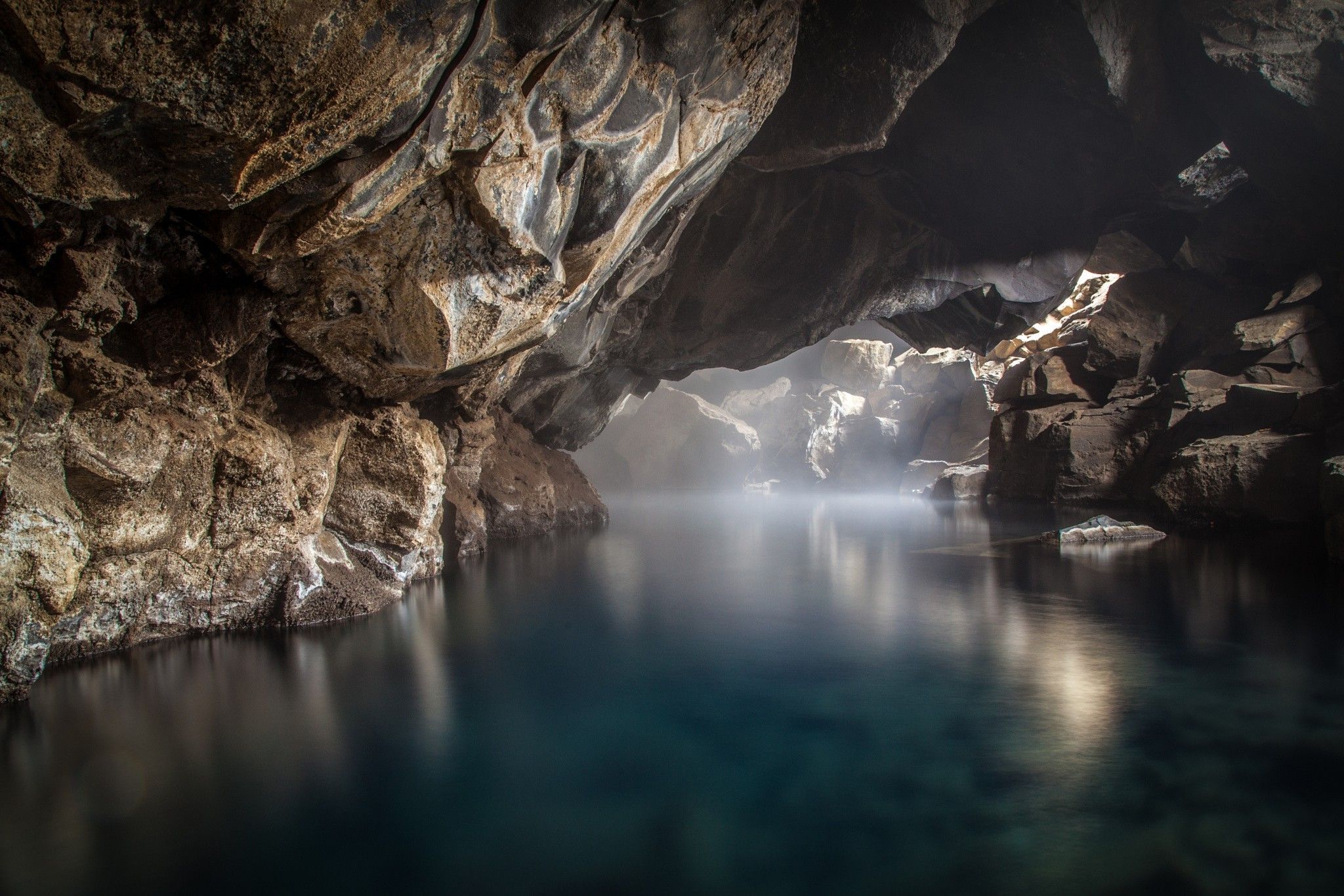 2048x1366 nature, River, Rock, Cave Wallpaper HD / Desktop and Mobile Background