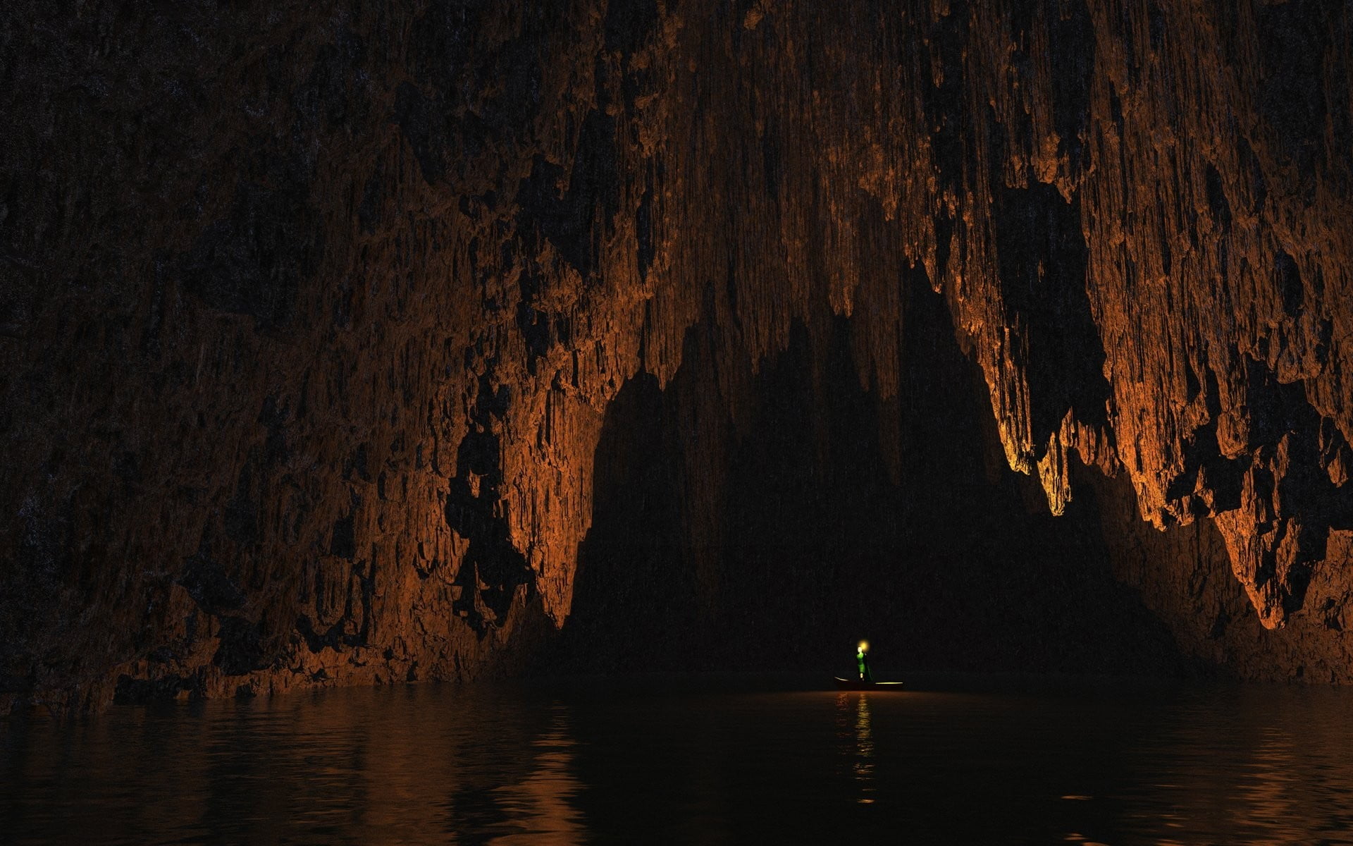 1920x1200 Water under cave HD wallpaper