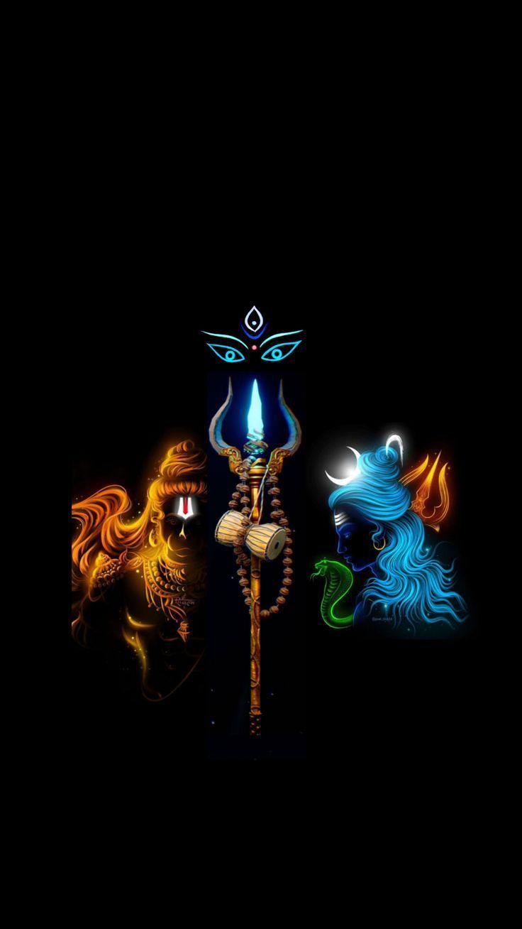736x1308 Mahadev and krishna. Shiva wallpaper HD 1080p iphone black, Shiv and hanuman together, Hanuman wallpaper