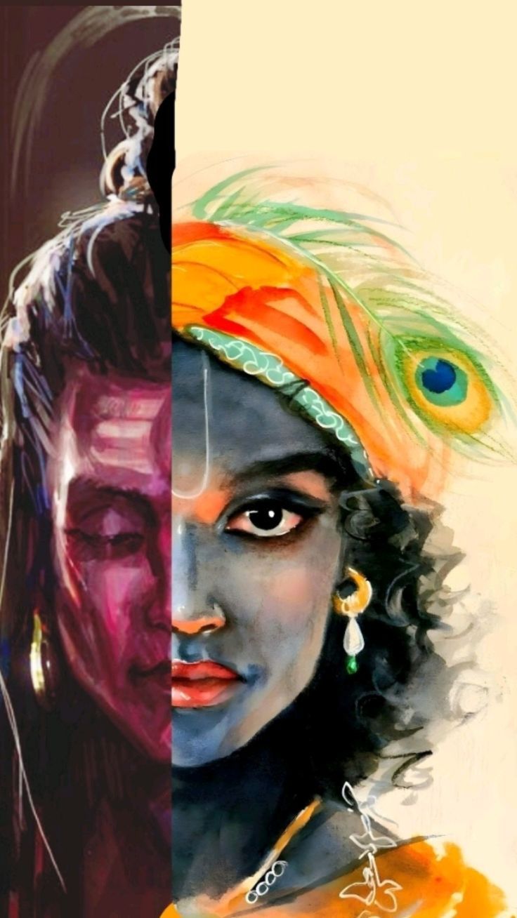 736x1308 krishna & shiva together
