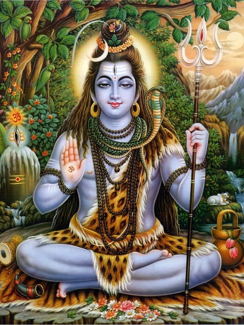 800x1067 Krishna Culture CV154TB Lord Shiva Giving Blessings on Canvas 9 x 12