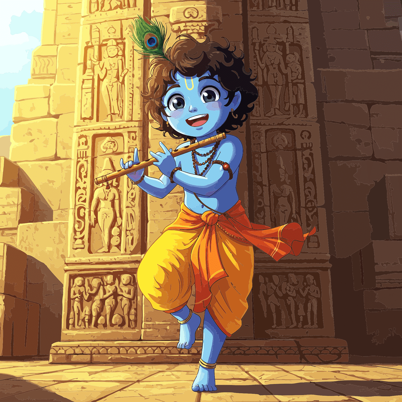 1280x1280 Download Flute Shiva Krishna. Royalty Free Vector Graphic