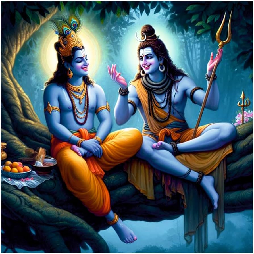 894x894 Techgifti Shiv And Krishna Tree Vinyl Wall Poster For Living Room, Pooja Room, Office (Size X 46CM) : Amazon.in: Home & Kitchen