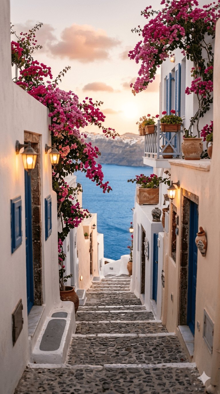 768x1376 Lenovo Yoga Slim 7 Tidal Teal A Beautiful, Narrow Cobblestone Alleyway In Greece Or