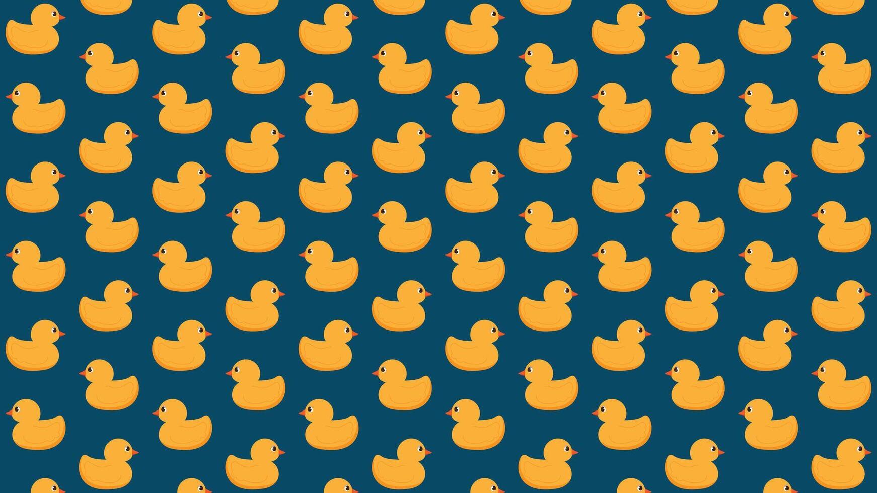 1742x980 Seamless pattern featuring cute yellow rubber ducks on a dark blue background. Ideal for kids' bath products, textiles, wallpaper, and fun repeating designs. High quality stock illustration