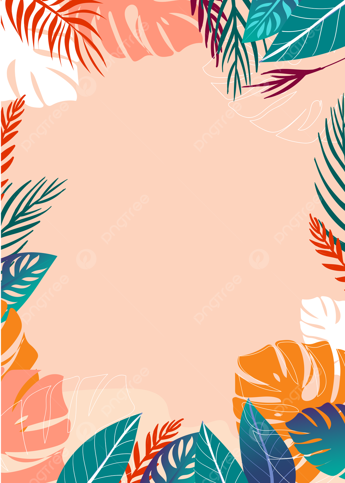 1200x1680 Hand Drawn Tropical Vibes Background Vector Design Wallpaper Image For Free Download