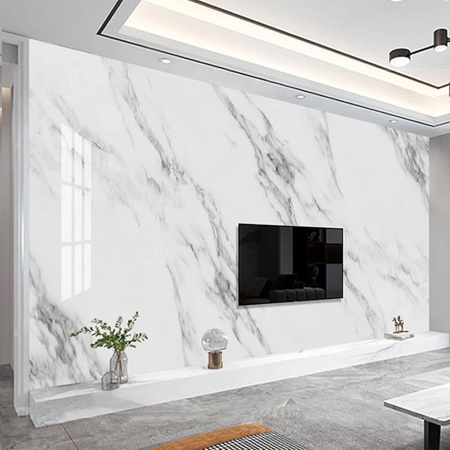 894x894 Simple Marble Wallpaper Mural, Modern Style Large 3D Background Wall Art Mural, Premium Fashion Interior Design Decor Wall Sticker for Living Room Home Mural, 144Wx100H : Tools & Home Improvement