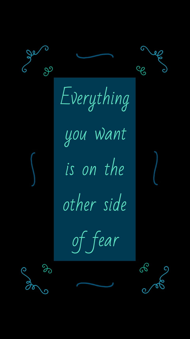 800x1422 Other Side of Fear, green, inspiration, inspiring, positivity, quote, quotes, HD phone wallpaper