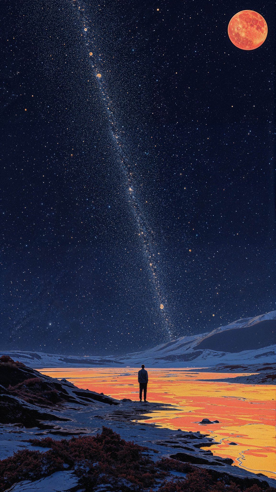 1152x2048 Orange Stars Wallpaper