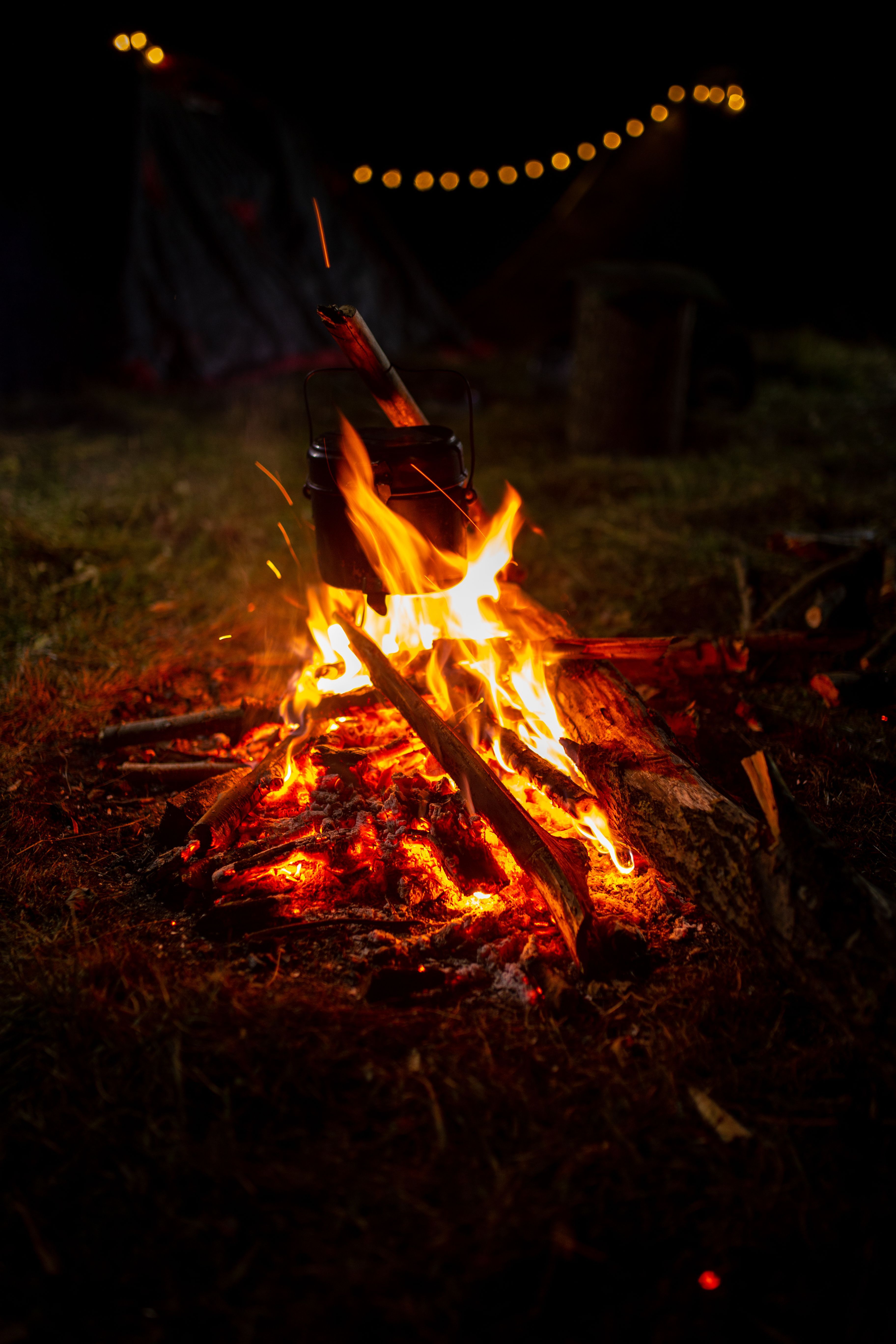 3648x5472 Orange Campfire at Night · Free