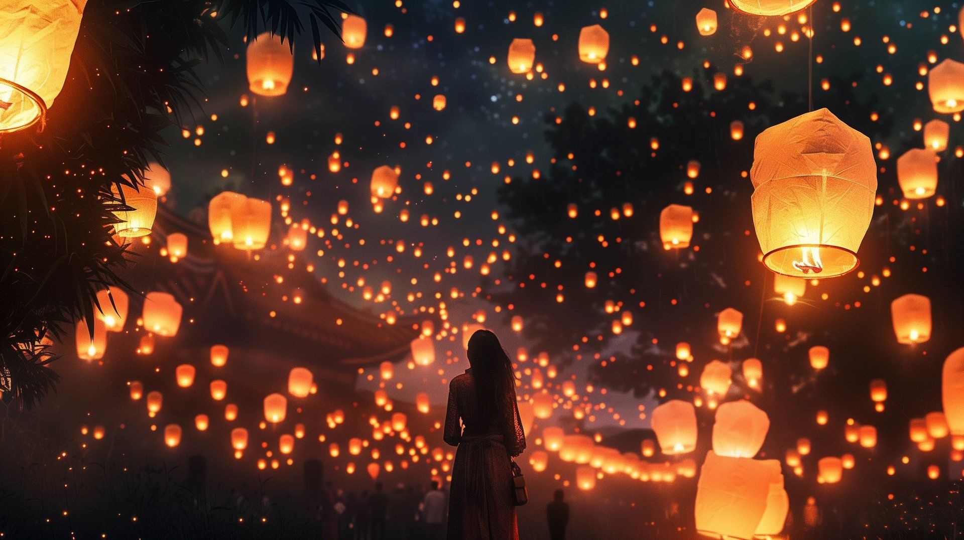 1920x1076 Enchanting Sky Lanterns HD Wallpaper