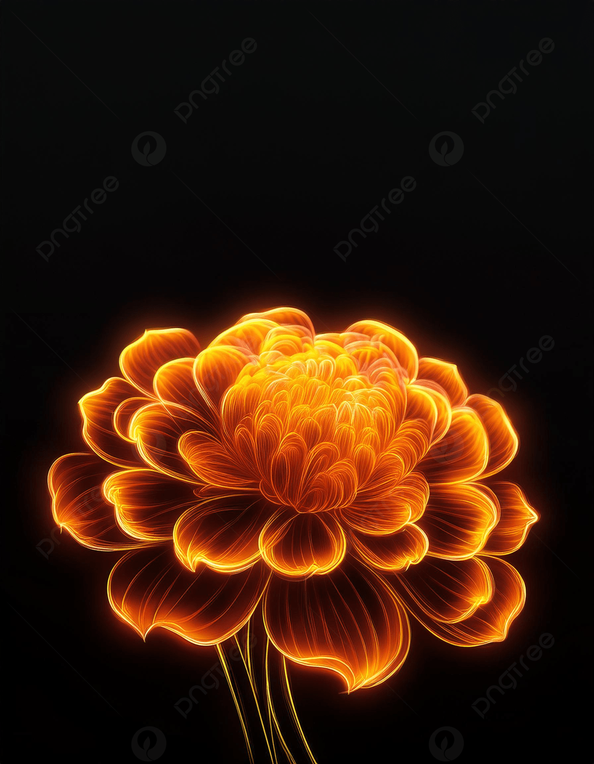 1200x1543 A Glowing Orange Flower With Thin Lines Set Against A Black Background Suggesting A Futuristic Or Digital Aesthetic Wallpaper Image For Free Download