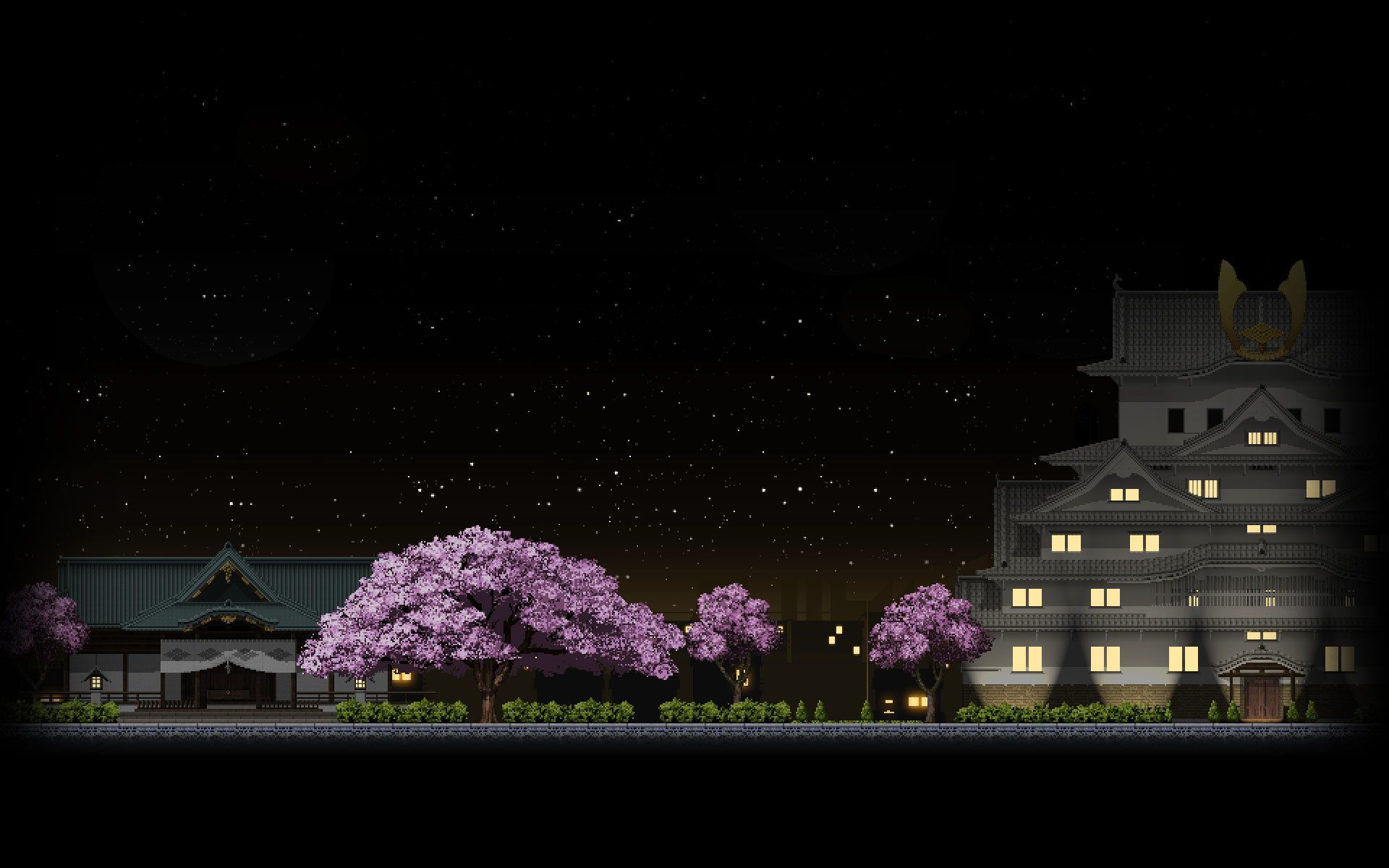 1920x1200 Night Sakura Pixel Art HD Wallpaperx1200