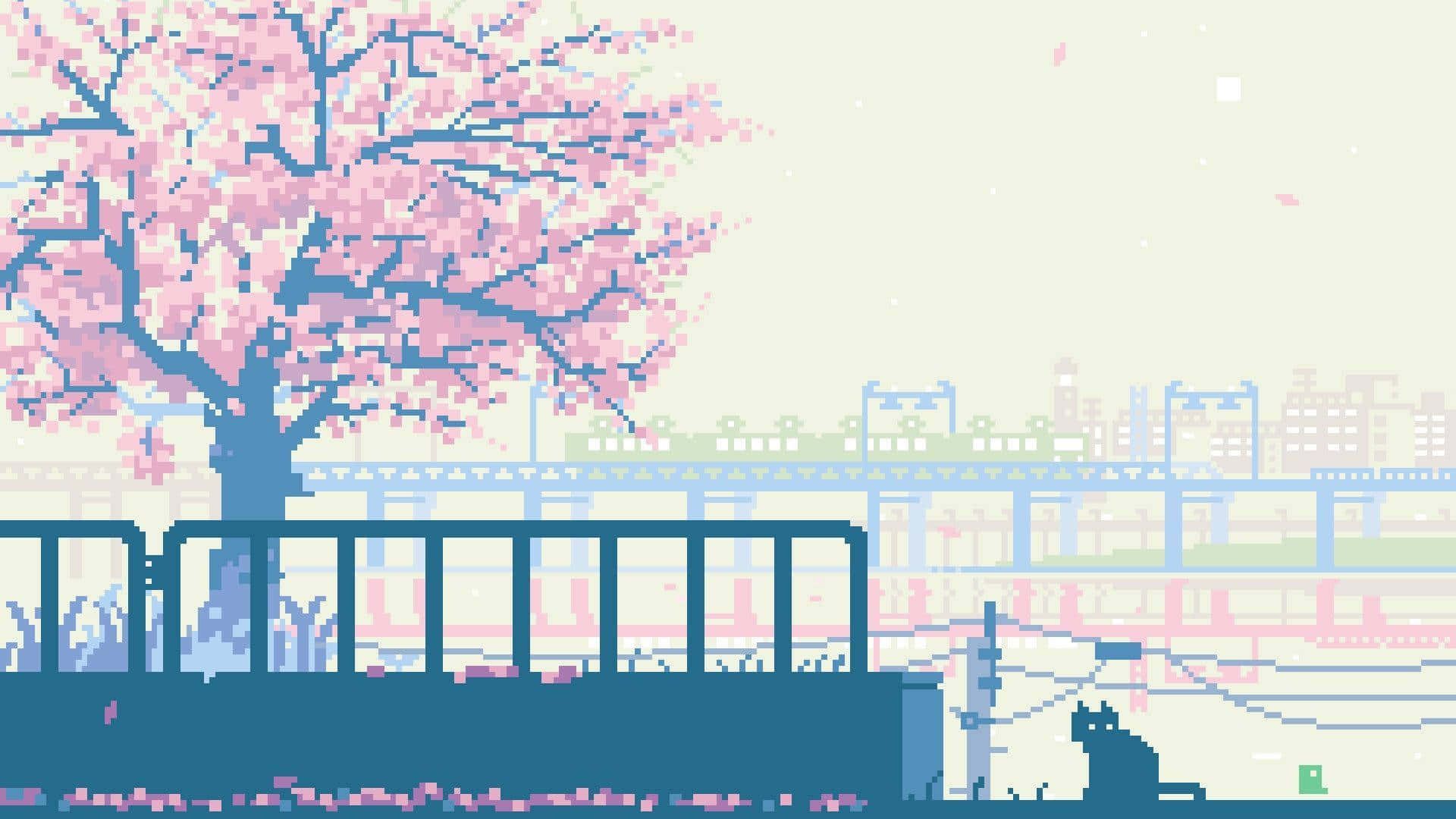 1920x1080 Download Anime Park Sakura Cat Background