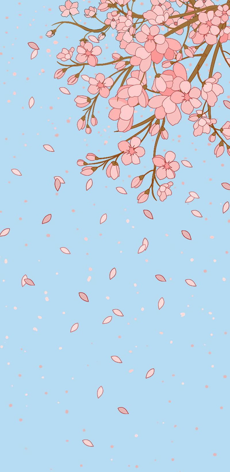 800x1643 Sakura tree, art, cherry blossom, cherry blossom tree, kawaii, HD phone wallpaper