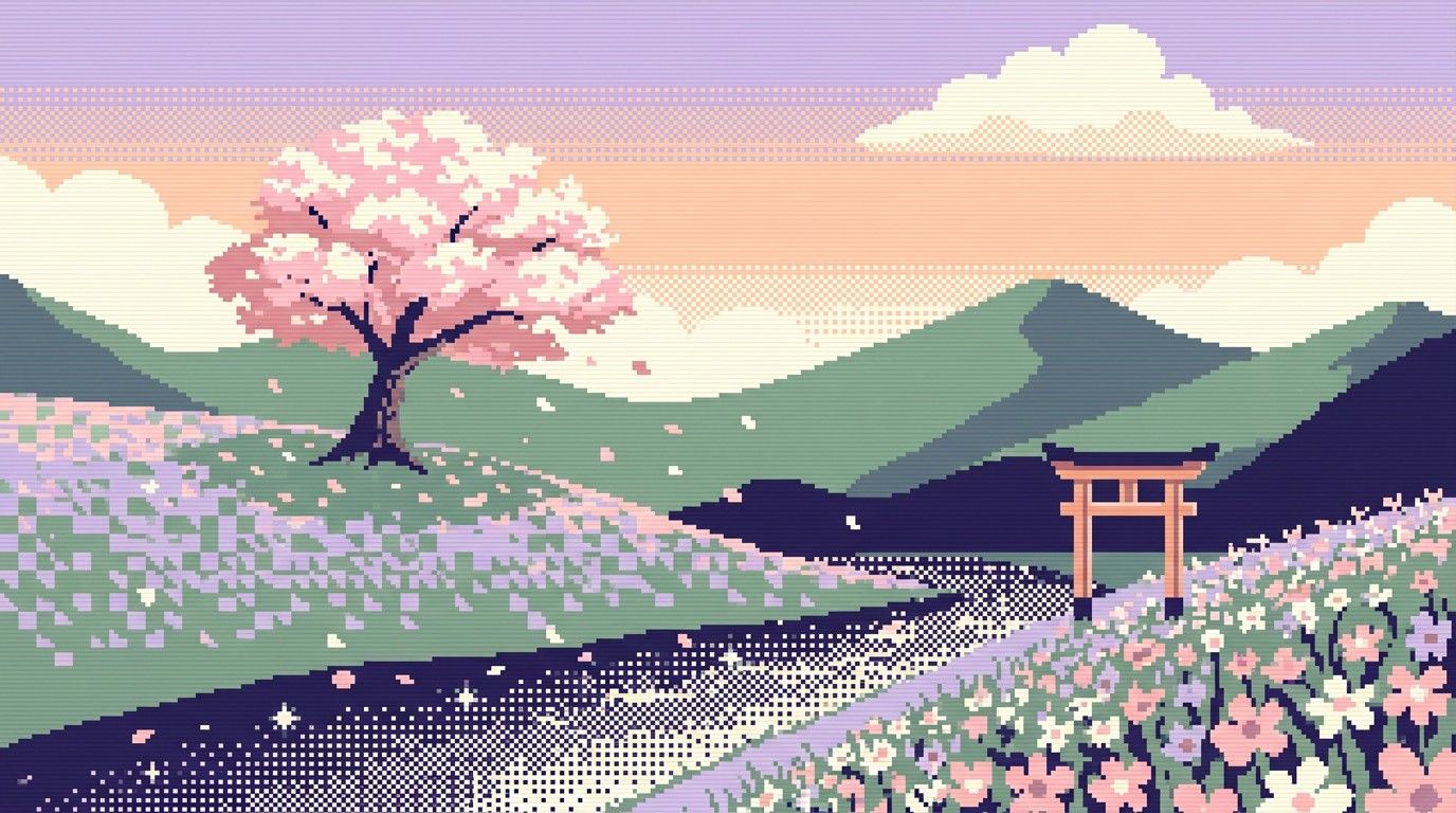 1376x768 Free GameBoy Cherry Blossoms Image, Gameboy, Japanese