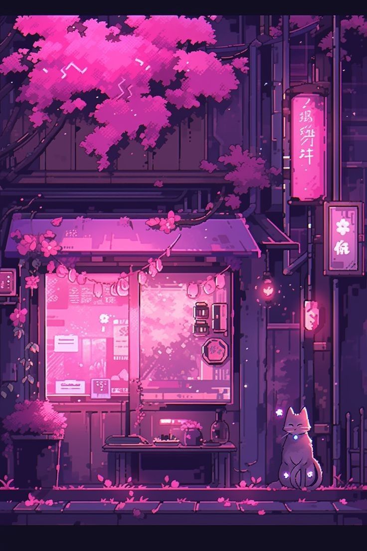 736x1104 Sakura Art. Pink pixel art wallpaper, Cherry blossom aesthetic pixel art, Aesthetic lofi art