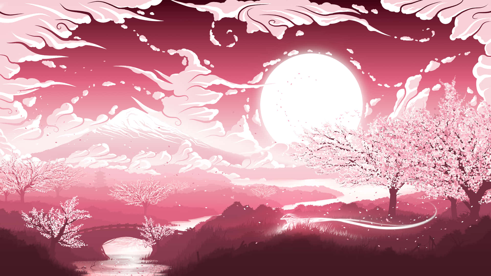 1920x1080 Sakura Art Wallpaper