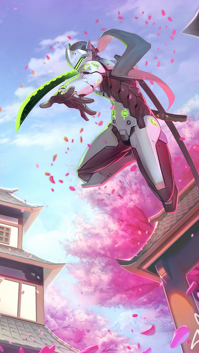 800x1422 Genji Overwatch Sakura Samurai Samsung Galaxy S S Google Pixel XL, Nexus HD phone wallpaper